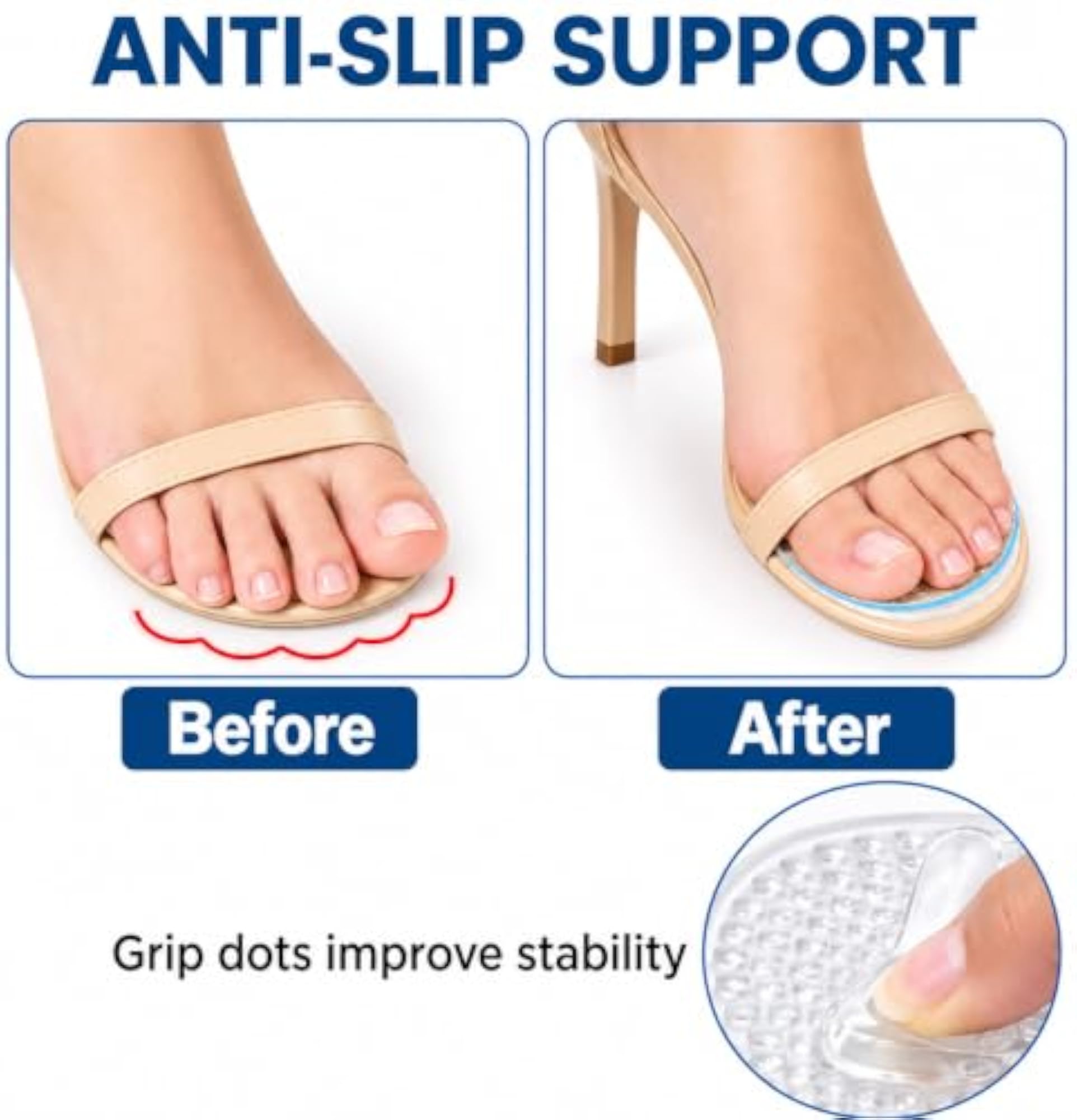 Gel Shoe Inserts for Women, Clear Silicone High Heel Cushion Pads